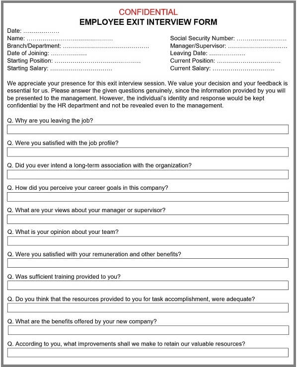 Employee Exit Interview Template